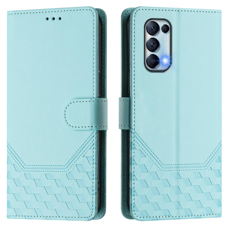 For OPPO Reno5 / Find X3 Lite Honeycomb Embossing RFID Leather Phone Case