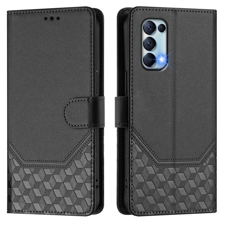 For OPPO Reno5 / Find X3 Lite Honeycomb Embossing RFID Leather Phone Case