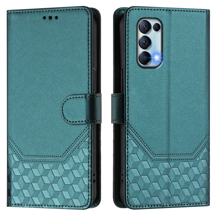 For OPPO Reno5 / Find X3 Lite Honeycomb Embossing RFID Leather Phone Case