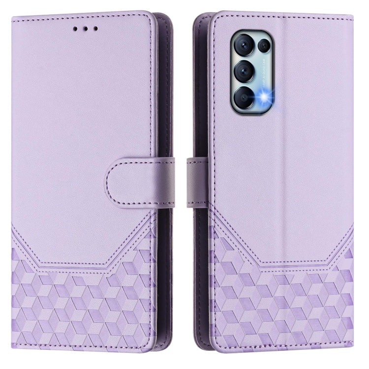 For OPPO Reno5 / Find X3 Lite Honeycomb Embossing RFID Leather Phone Case