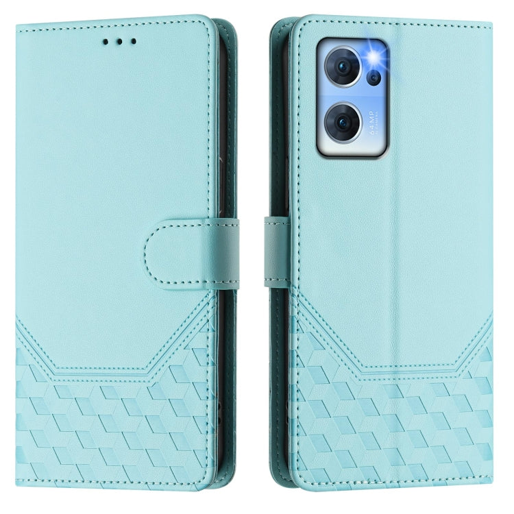 For OPPO Reno7 5G Global / Find X5 Lite Honeycomb Embossing RFID Leather Phone Case