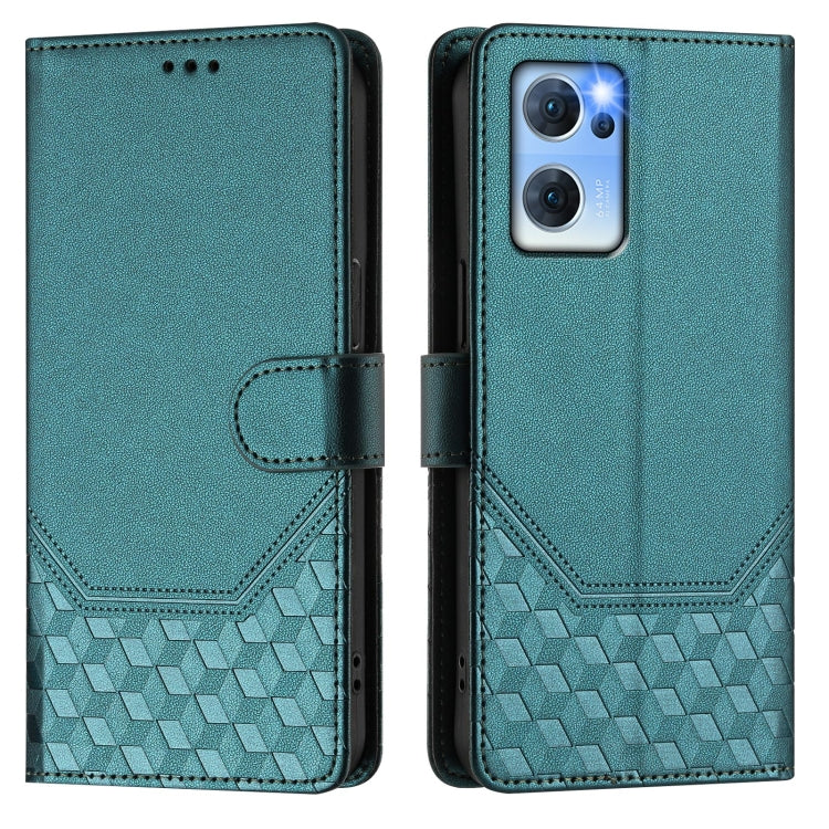 For OPPO Reno7 5G Global / Find X5 Lite Honeycomb Embossing RFID Leather Phone Case