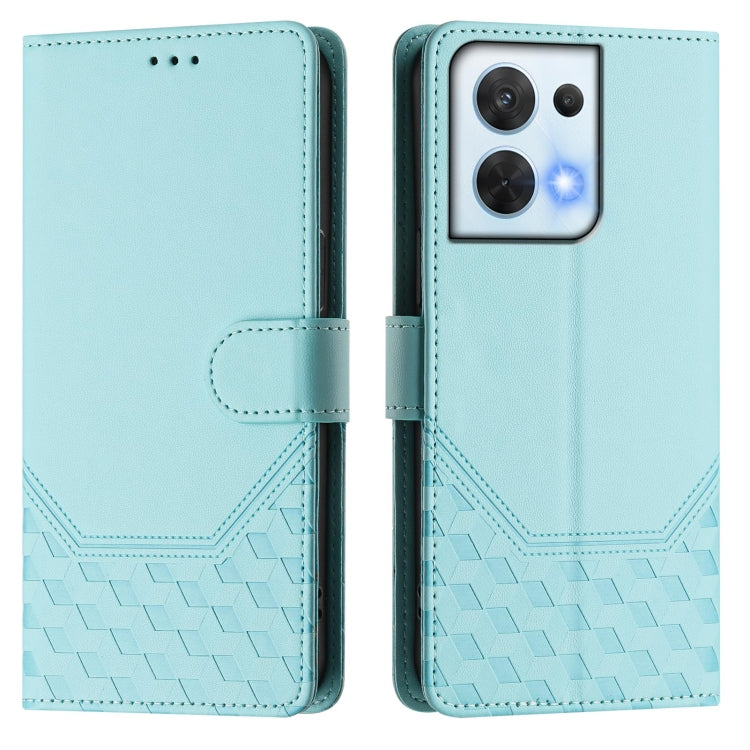 For OPPO Reno8 5G Honeycomb Embossing RFID Leather Phone Case