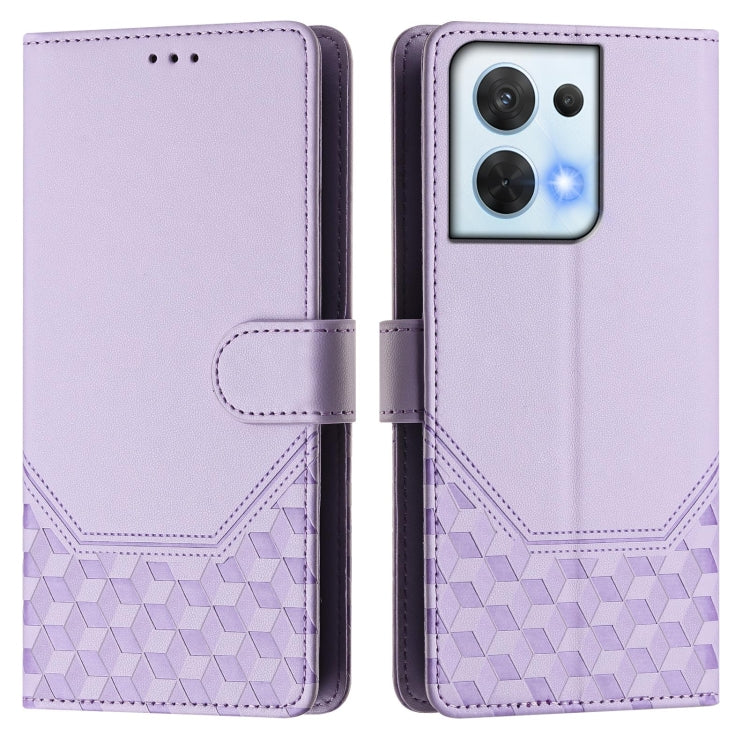 For OPPO Reno8 5G Honeycomb Embossing RFID Leather Phone Case