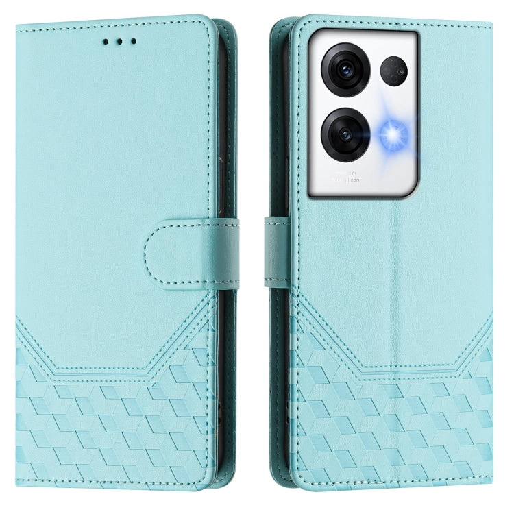 For OPPO Reno8 Pro 5G Global Honeycomb Embossing RFID Leather Phone Case