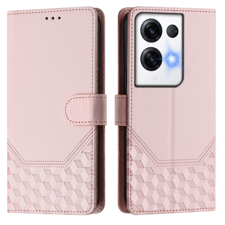 For OPPO Reno8 Pro 5G Global Honeycomb Embossing RFID Leather Phone Case