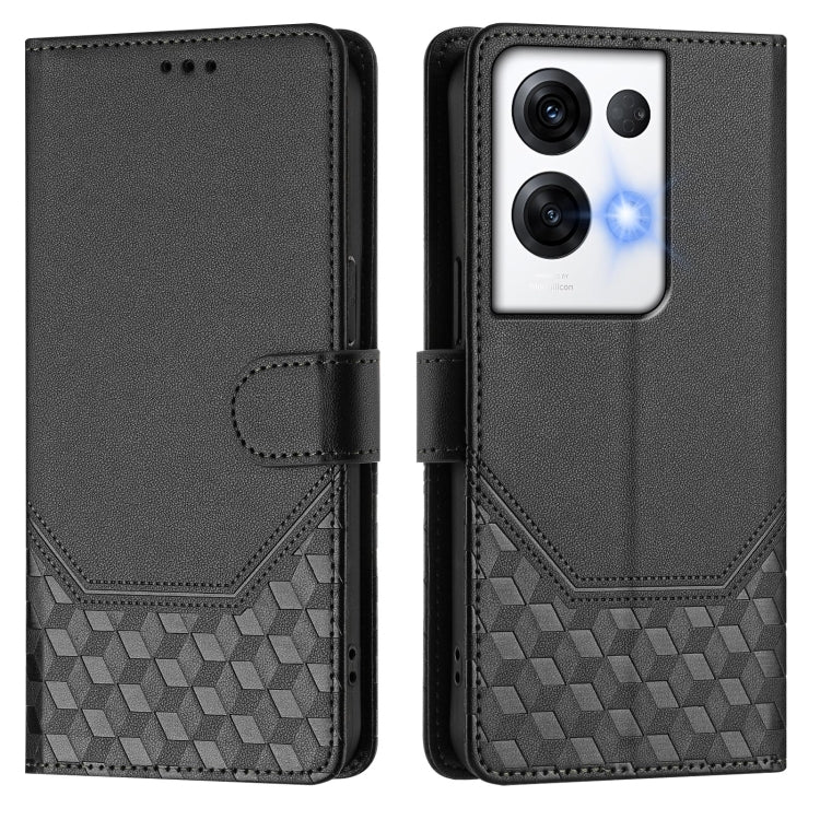 For OPPO Reno8 Pro 5G Global Honeycomb Embossing RFID Leather Phone Case