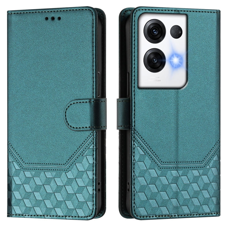 For OPPO Reno8 Pro 5G Global Honeycomb Embossing RFID Leather Phone Case