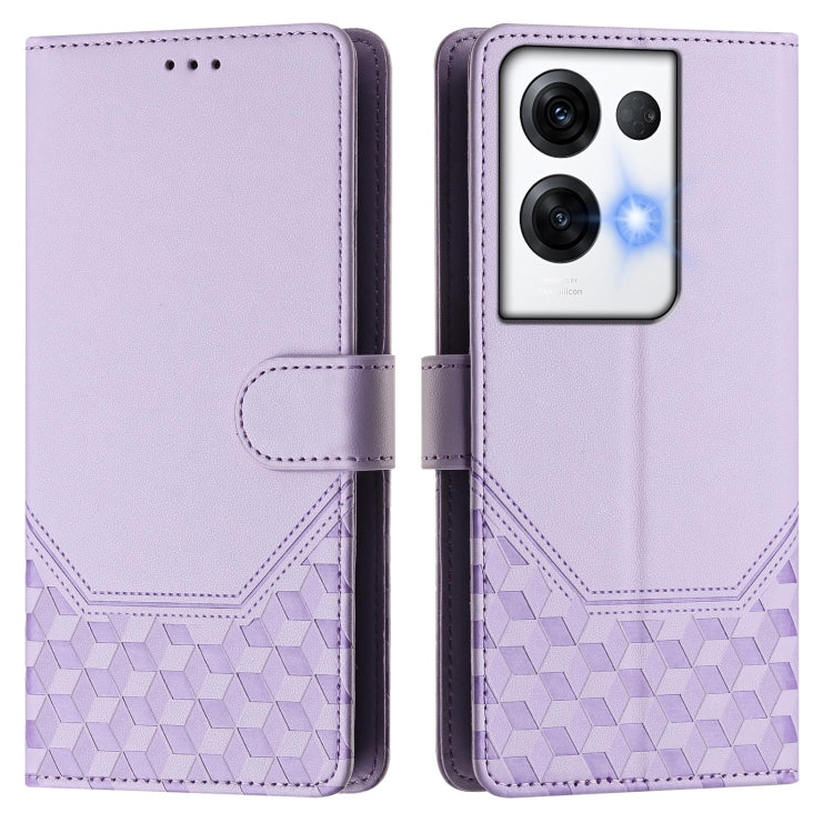 For OPPO Reno8 Pro 5G Global Honeycomb Embossing RFID Leather Phone Case