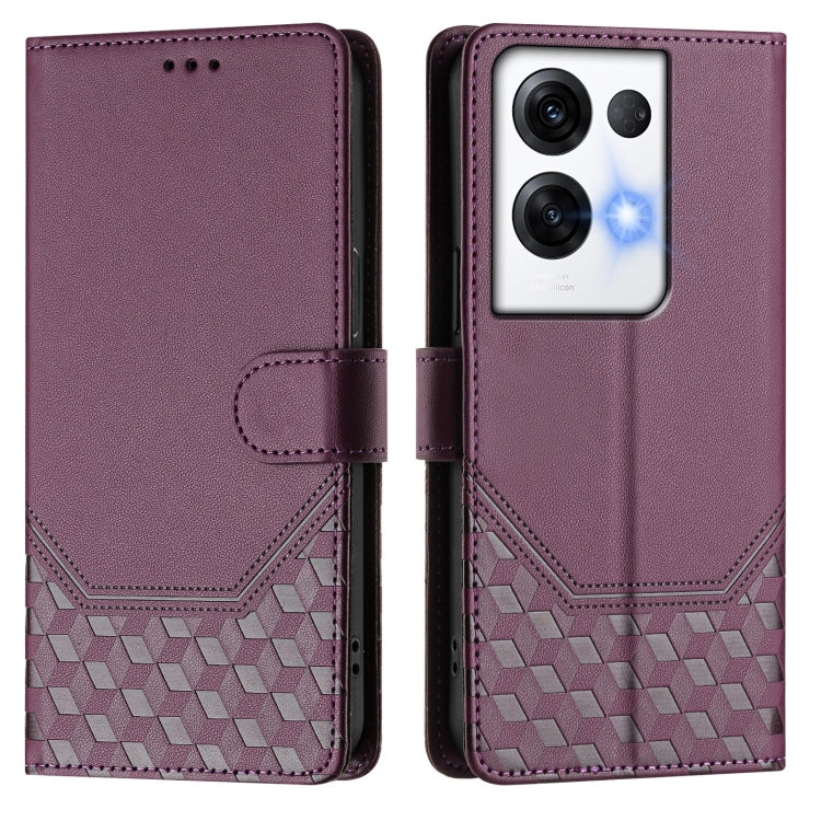 For OPPO Reno8 Pro 5G Global Honeycomb Embossing RFID Leather Phone Case