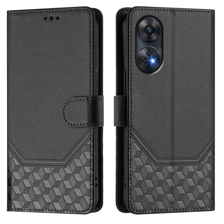 For OPPO Reno8 T 4G Honeycomb Embossing RFID Leather Phone Case