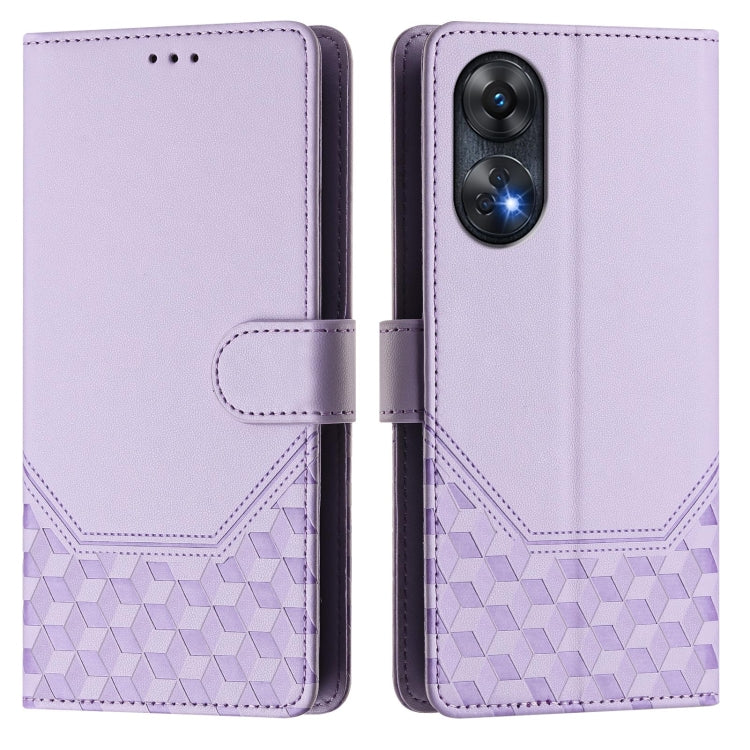 For OPPO Reno8 T 4G Honeycomb Embossing RFID Leather Phone Case