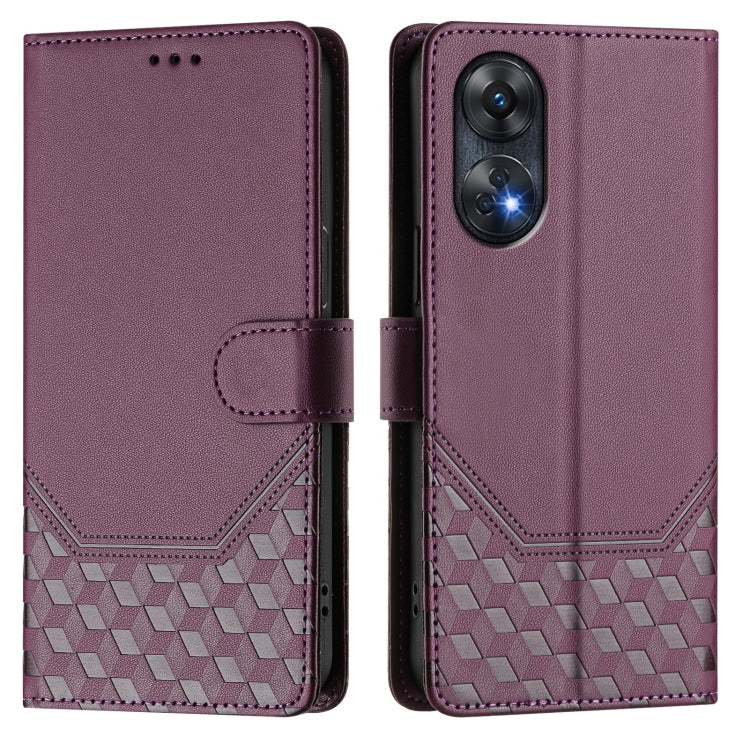 For OPPO Reno8 T 4G Honeycomb Embossing RFID Leather Phone Case
