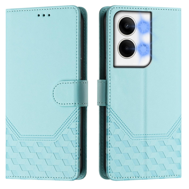 For OPPO Reno9 5G / Reno9 Pro 5G Honeycomb Embossing RFID Leather Phone Case