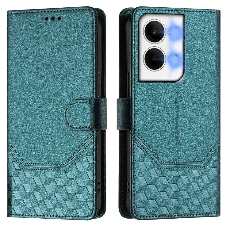 For OPPO Reno9 5G / Reno9 Pro 5G Honeycomb Embossing RFID Leather Phone Case