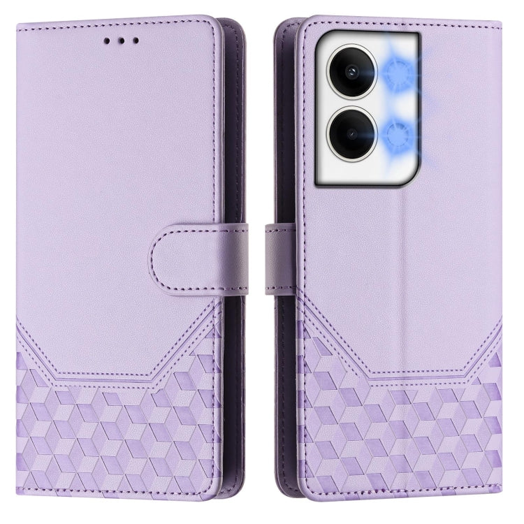 For OPPO Reno9 5G / Reno9 Pro 5G Honeycomb Embossing RFID Leather Phone Case