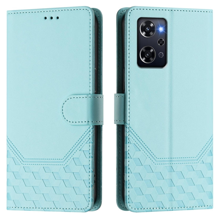 For OPPO Reno9 A Honeycomb Embossing RFID Leather Phone Case