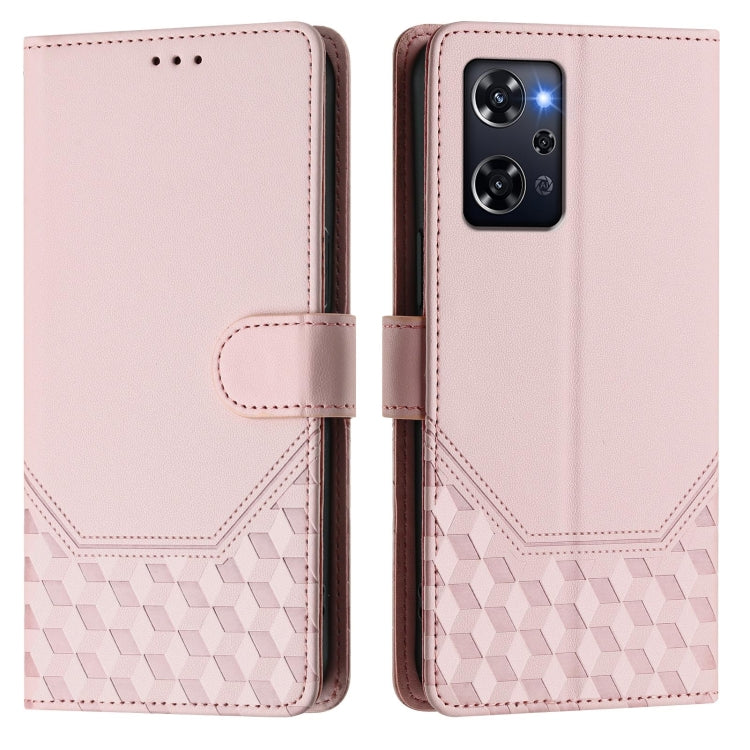 For OPPO Reno9 A Honeycomb Embossing RFID Leather Phone Case