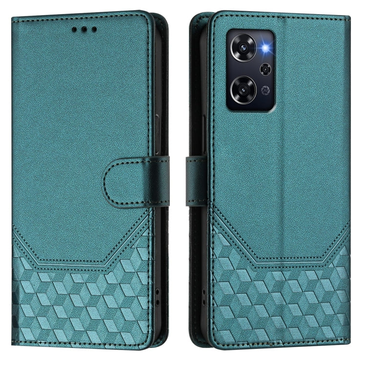 For OPPO Reno9 A Honeycomb Embossing RFID Leather Phone Case