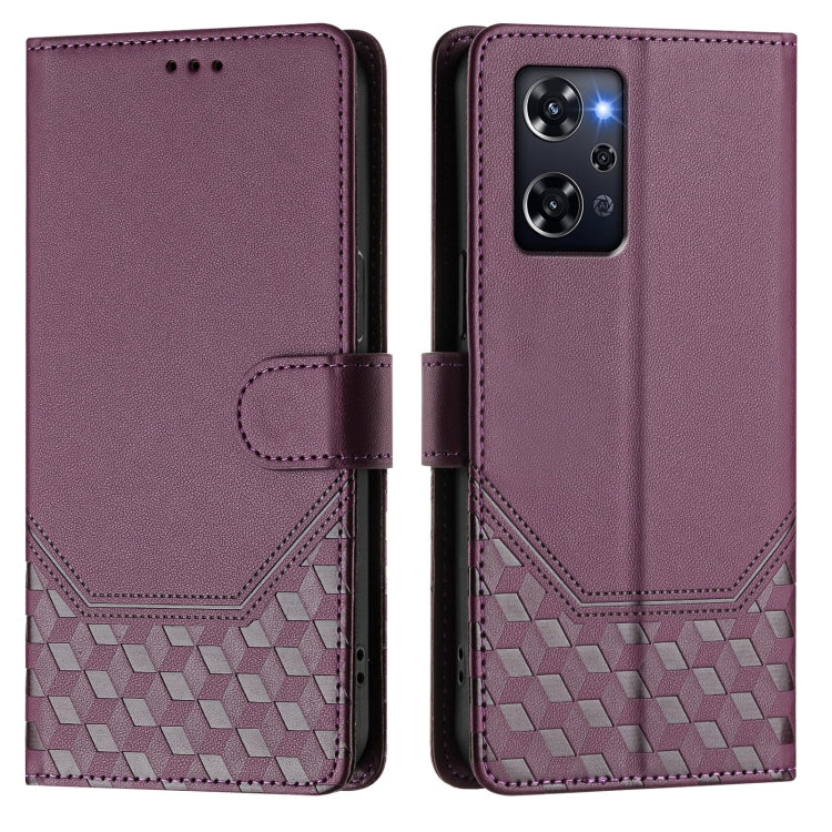 For OPPO Reno9 A Honeycomb Embossing RFID Leather Phone Case