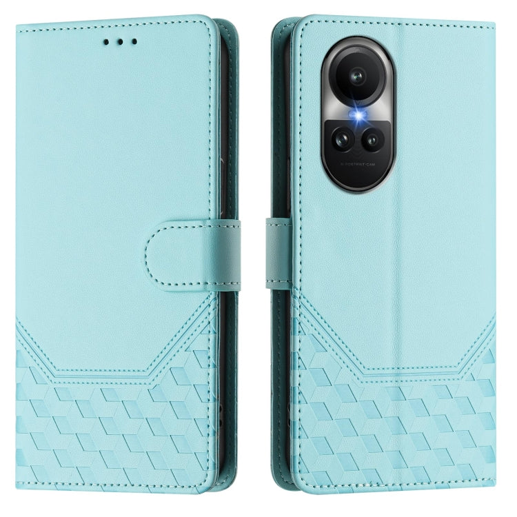 For OPPO Reno10 / Reno10 Pro Global Honeycomb Embossing RFID Leather Phone Case