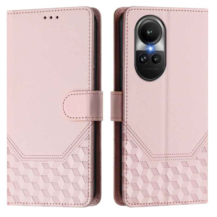 For OPPO Reno10 / Reno10 Pro Global Honeycomb Embossing RFID Leather Phone Case