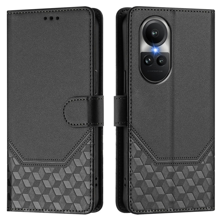 For OPPO Reno10 / Reno10 Pro Global Honeycomb Embossing RFID Leather Phone Case