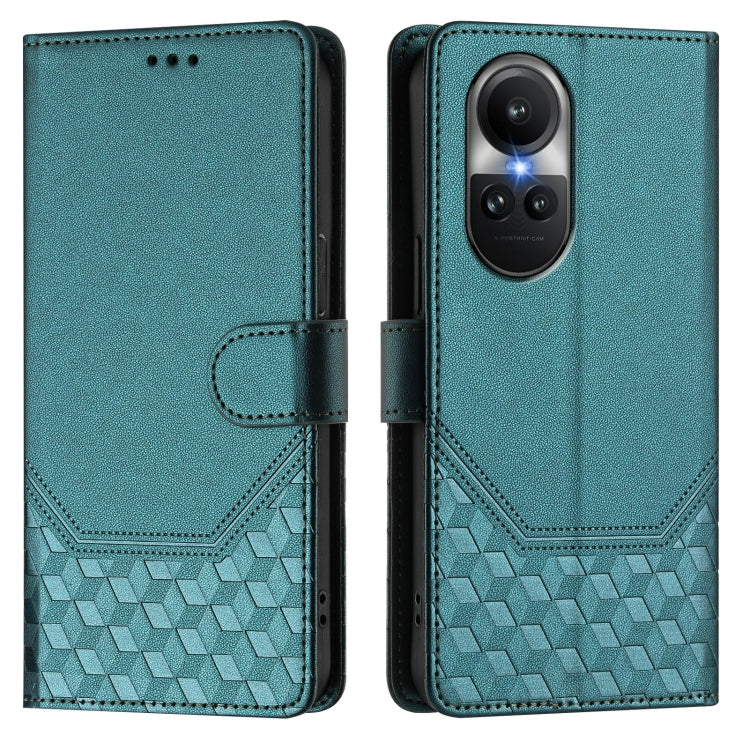 For OPPO Reno10 / Reno10 Pro Global Honeycomb Embossing RFID Leather Phone Case
