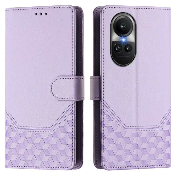 For OPPO Reno10 / Reno10 Pro Global Honeycomb Embossing RFID Leather Phone Case