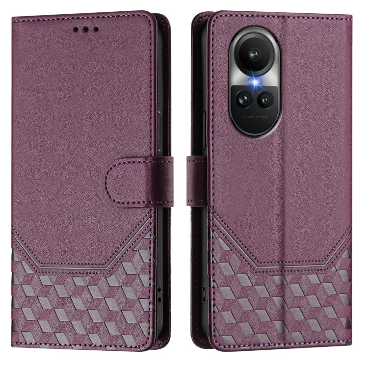 For OPPO Reno10 / Reno10 Pro Global Honeycomb Embossing RFID Leather Phone Case