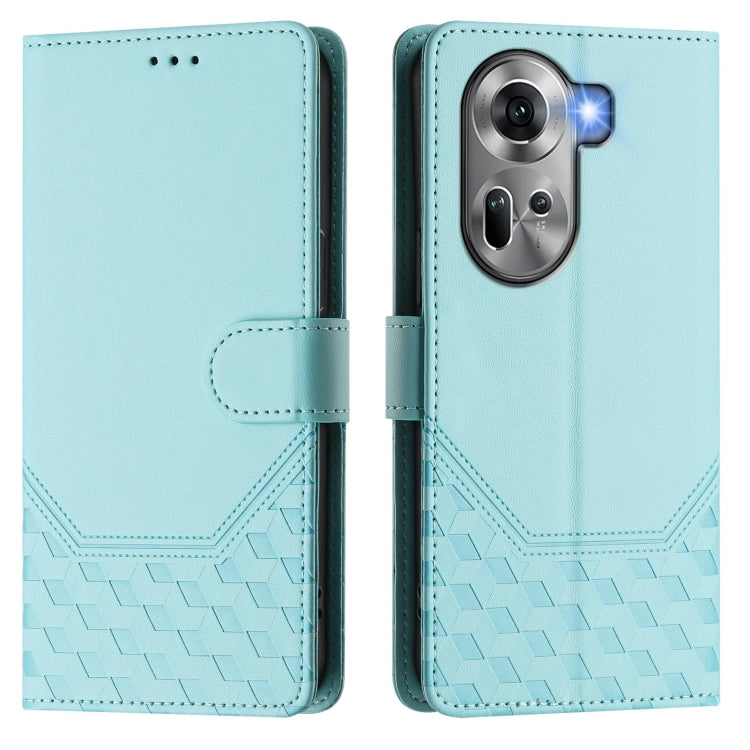For OPPO Reno11 5G Global Honeycomb Embossing RFID Leather Phone Case