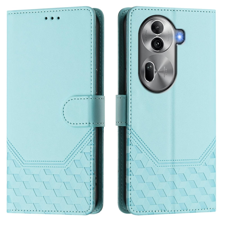 For OPPO Reno11 Pro 5G Global Honeycomb Embossing RFID Leather Phone Case