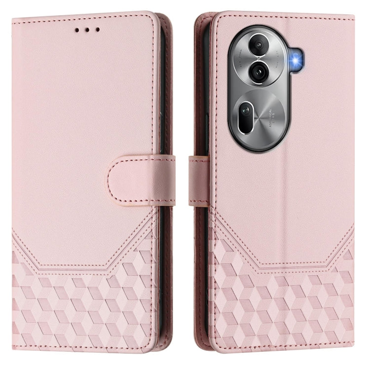 For OPPO Reno11 Pro 5G Global Honeycomb Embossing RFID Leather Phone Case