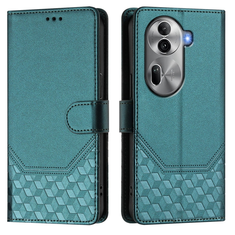 For OPPO Reno11 Pro 5G Global Honeycomb Embossing RFID Leather Phone Case