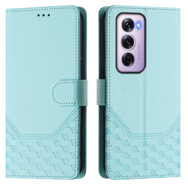 For OPPO Reno12 Pro 5G Global Honeycomb Embossing RFID Leather Phone Case