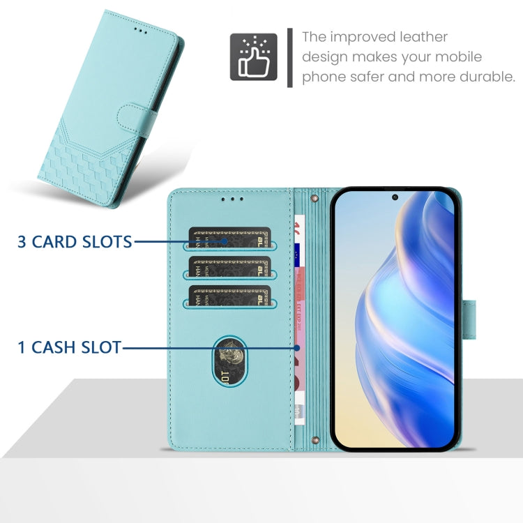 For OPPO Reno12 Pro 5G Global Honeycomb Embossing RFID Leather Phone Case