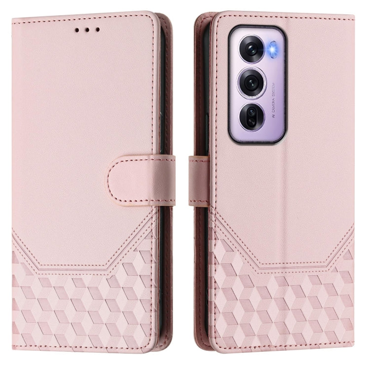 For OPPO Reno12 Pro 5G Global Honeycomb Embossing RFID Leather Phone Case