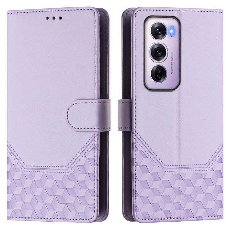 For OPPO Reno12 Pro 5G Global Honeycomb Embossing RFID Leather Phone Case