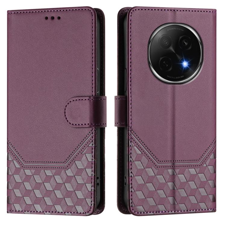 For OPPO A5 Pro China Honeycomb Embossing RFID Leather Phone Case