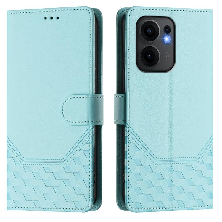 For OPPO Reno13 F 5G Honeycomb Embossing RFID Leather Phone Case