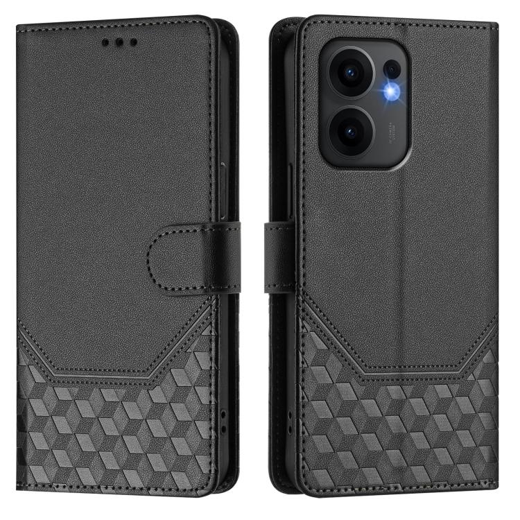 For OPPO Reno13 F 5G Honeycomb Embossing RFID Leather Phone Case