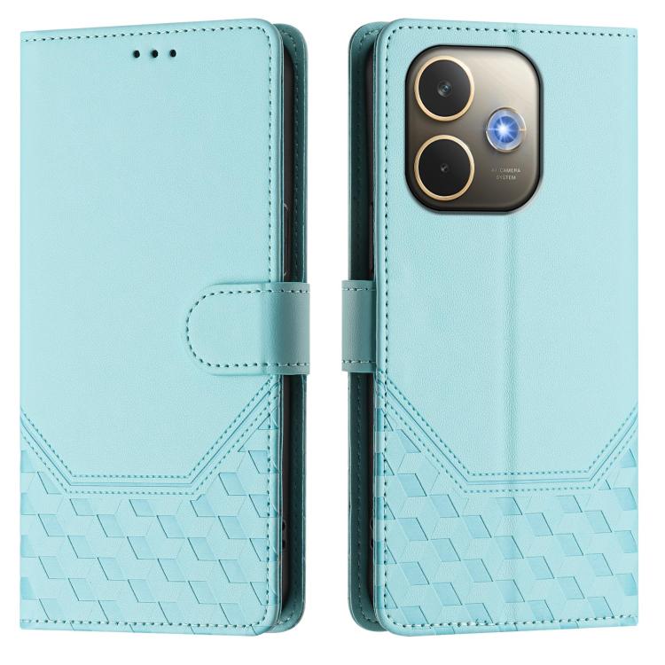 For OPPO A5 Pro 5G Global Honeycomb Embossing RFID Leather Phone Case