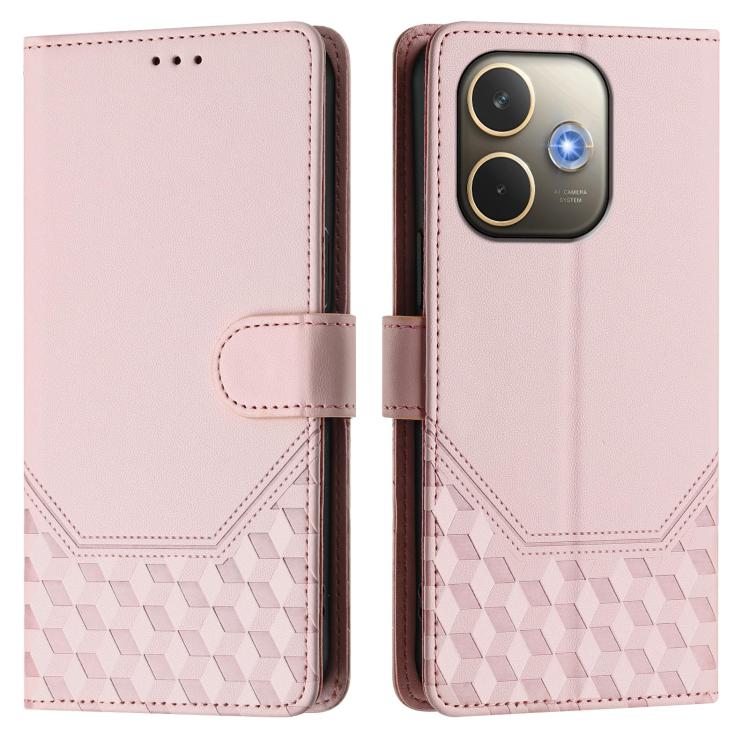 For OPPO A5 Pro 5G Global Honeycomb Embossing RFID Leather Phone Case