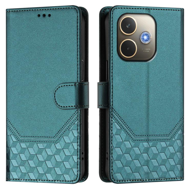 For OPPO A5 Pro 5G Global Honeycomb Embossing RFID Leather Phone Case