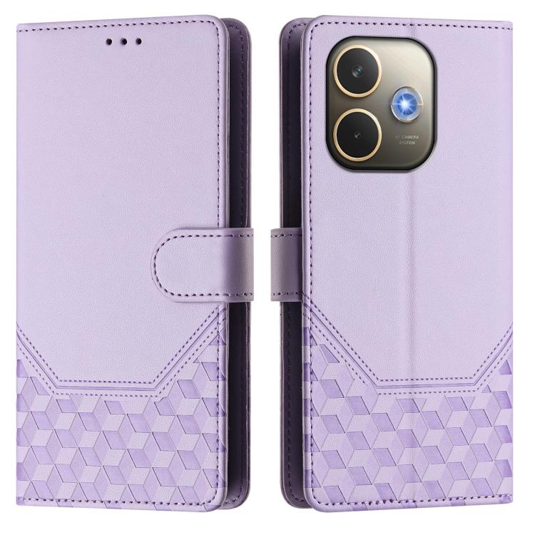 For OPPO A5 Pro 5G Global Honeycomb Embossing RFID Leather Phone Case