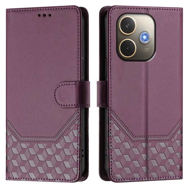For OPPO A5 Pro 5G Global Honeycomb Embossing RFID Leather Phone Case