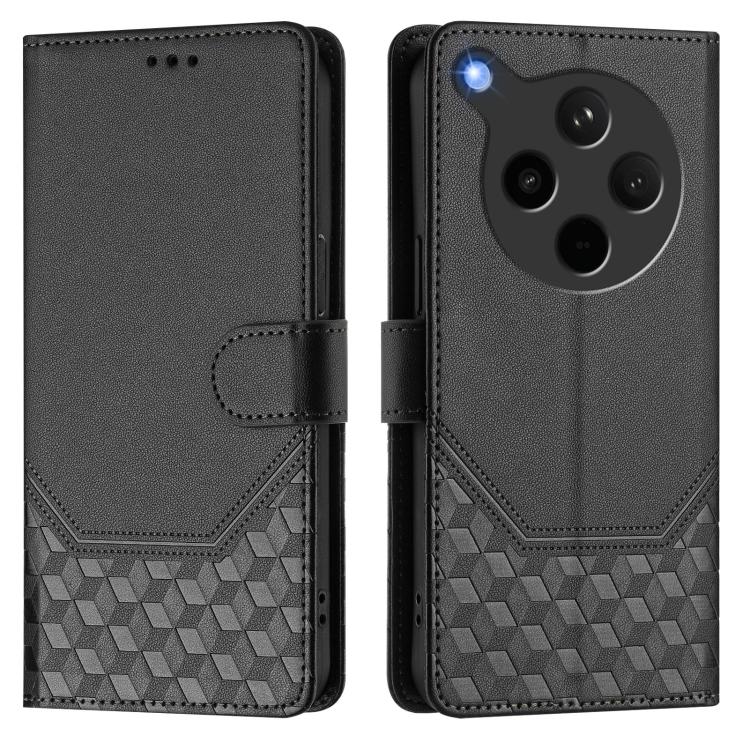 For OPPO Find X8s+ 5G Honeycomb Embossing RFID Leather Phone Case