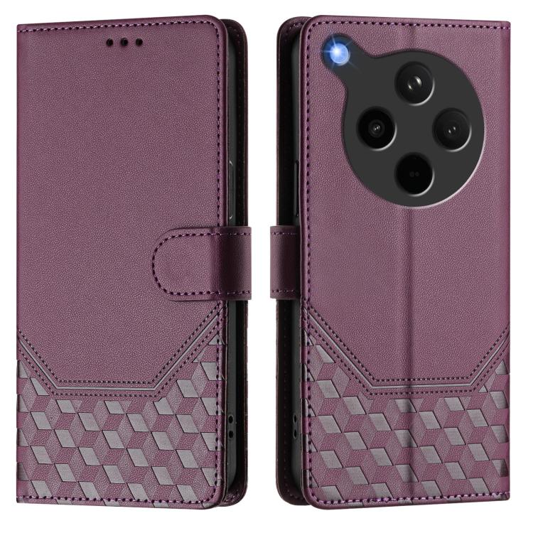 For OPPO Find X8s+ 5G Honeycomb Embossing RFID Leather Phone Case
