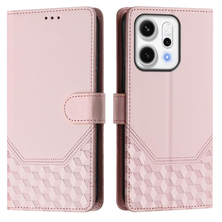 For OPPO Reno14 Global Honeycomb Embossing RFID Leather Phone Case