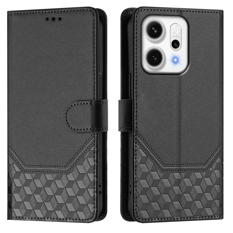 For OPPO Reno14 Global Honeycomb Embossing RFID Leather Phone Case